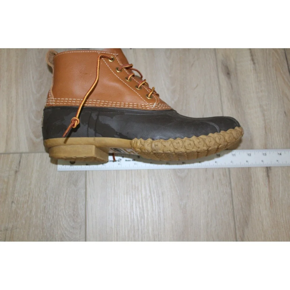 LL Bean Boots 6 Inch Duck Boots Tan Brown Leather Rubber Men's 9M Made in USA